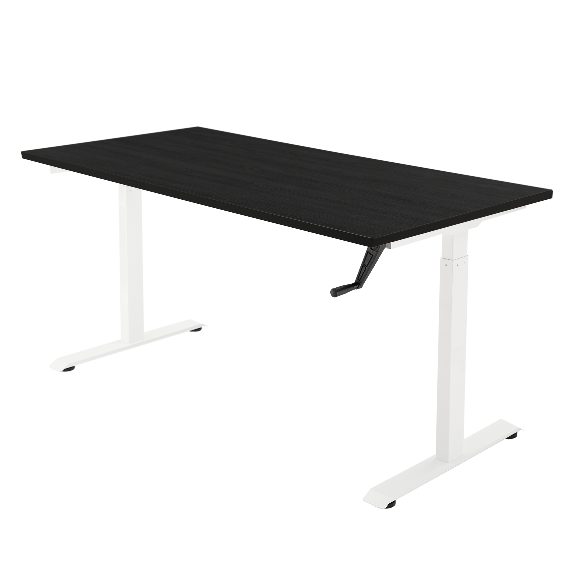 Gravity crank-adjustable sit-stand desk