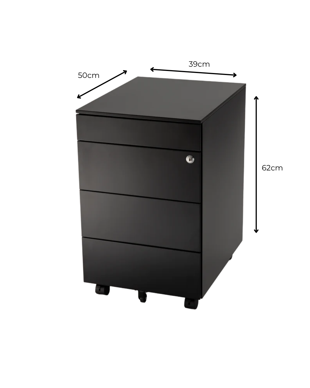 Mobile filing cabinet with pen tray