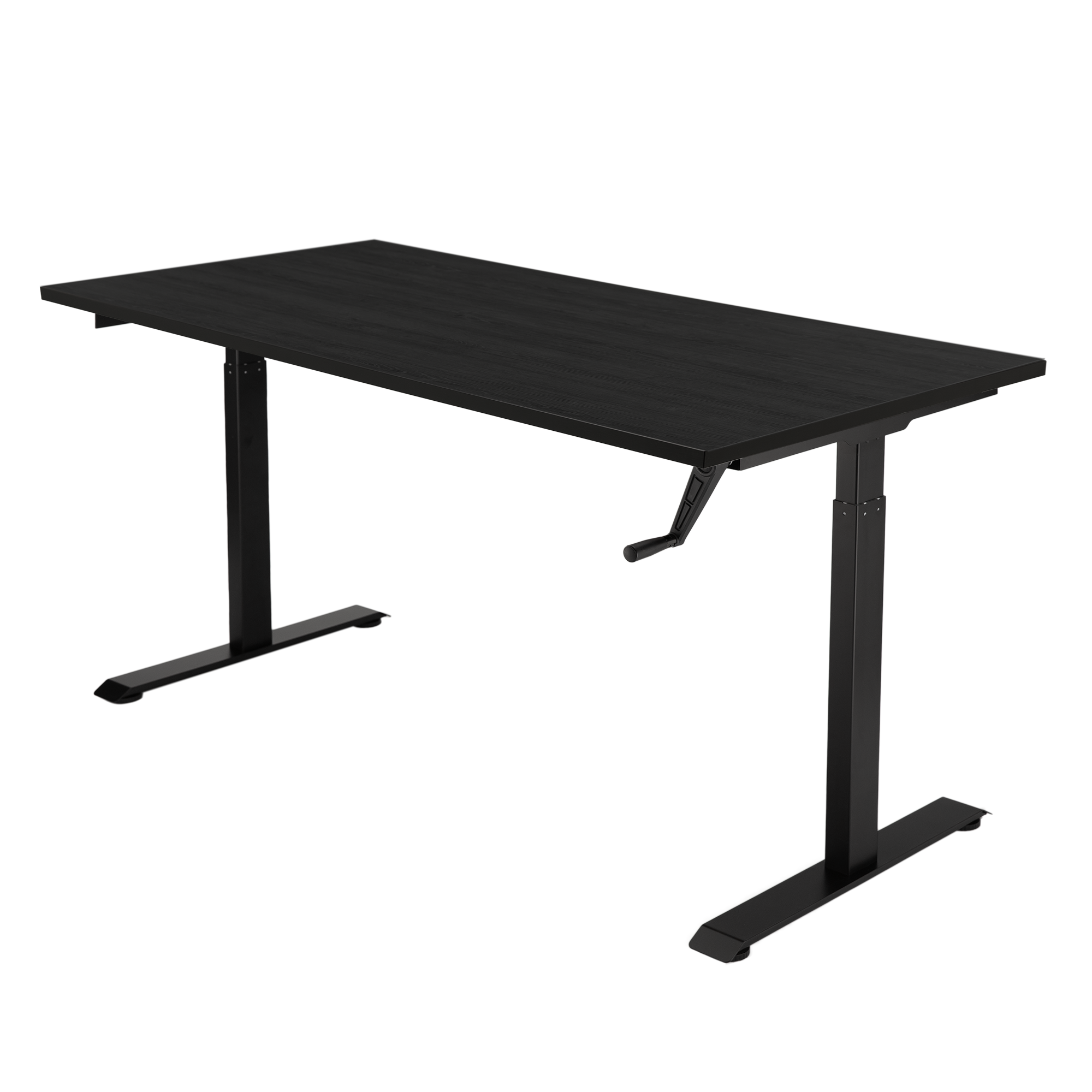 Gravity crank-adjustable sit-stand desk
