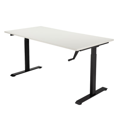 Gravity crank-adjustable sit-stand desk